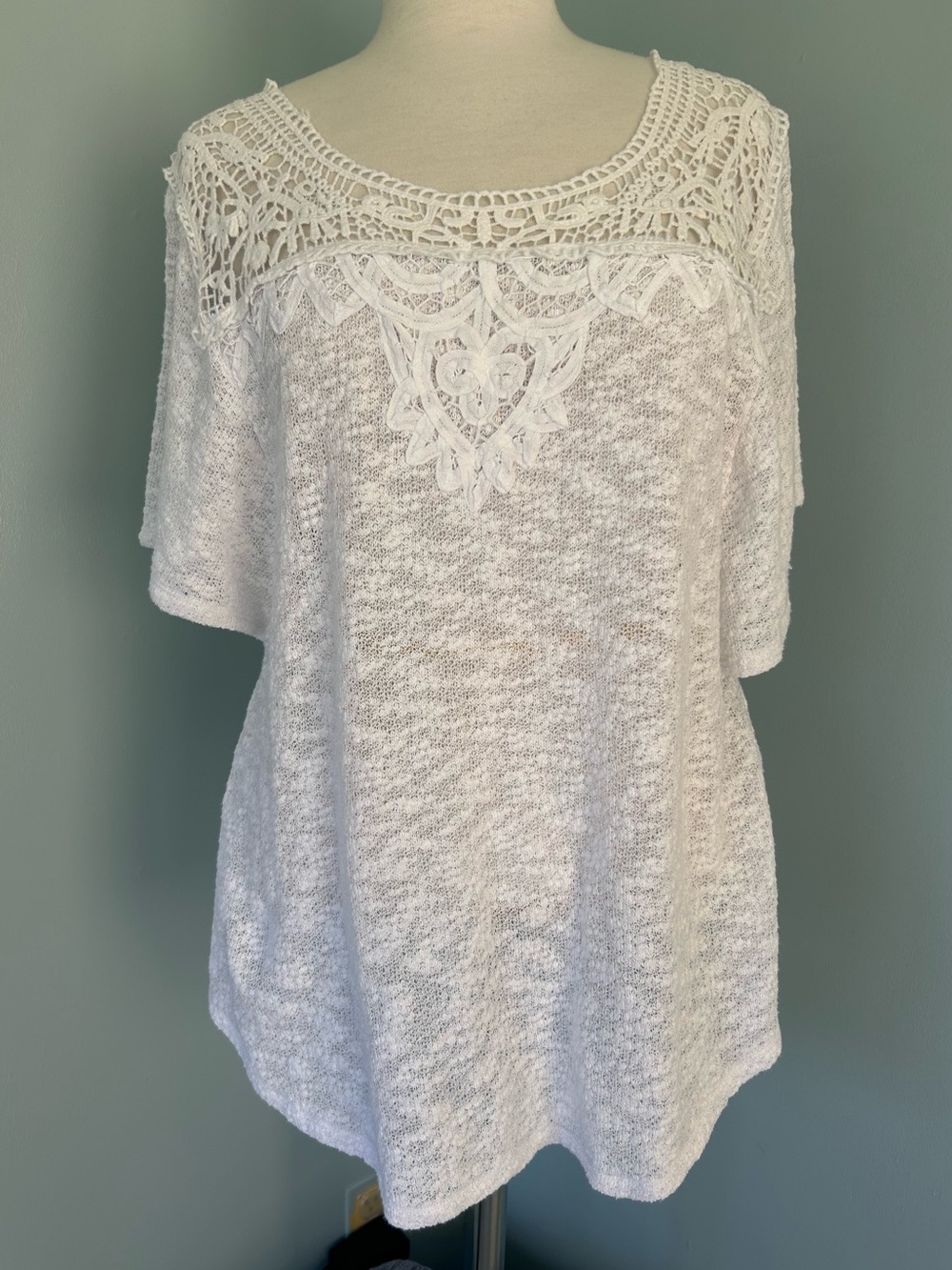 White Crochet Lace Top from brand denim 24/7 - plus size 14/16